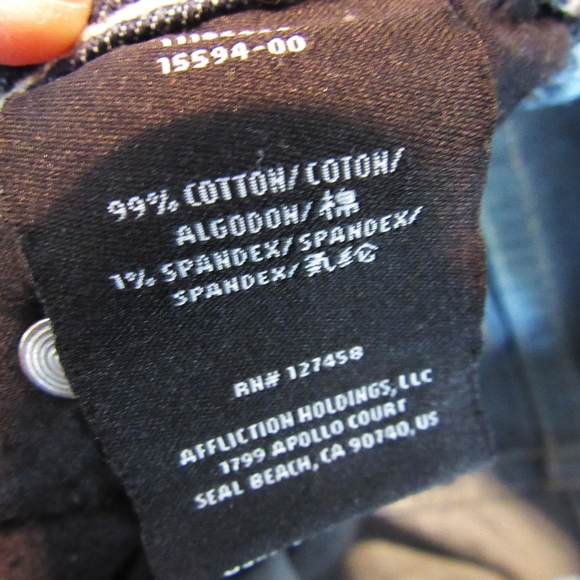 AFFLICTION JADE Dark Wash,Low Rise Distressed Jean - Picture 2 of 10